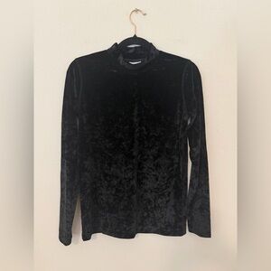 Dries Van Noten Women’s Black Velvet Mock Neck Sweater Sz S Minimalist Luxury